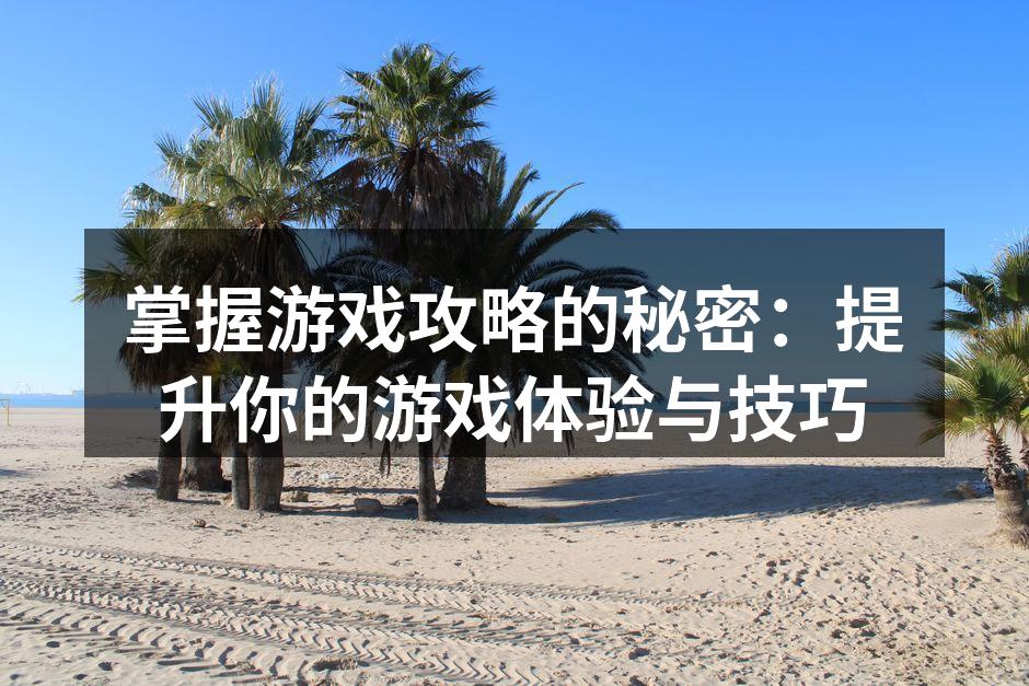 游戏攻略的关键在于策略与技巧